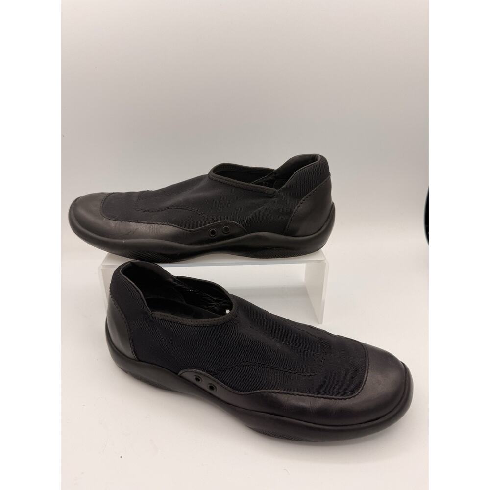Prada Stretch-knit Leather Slip-on Sneakers Black EU 37.5 US 7.5